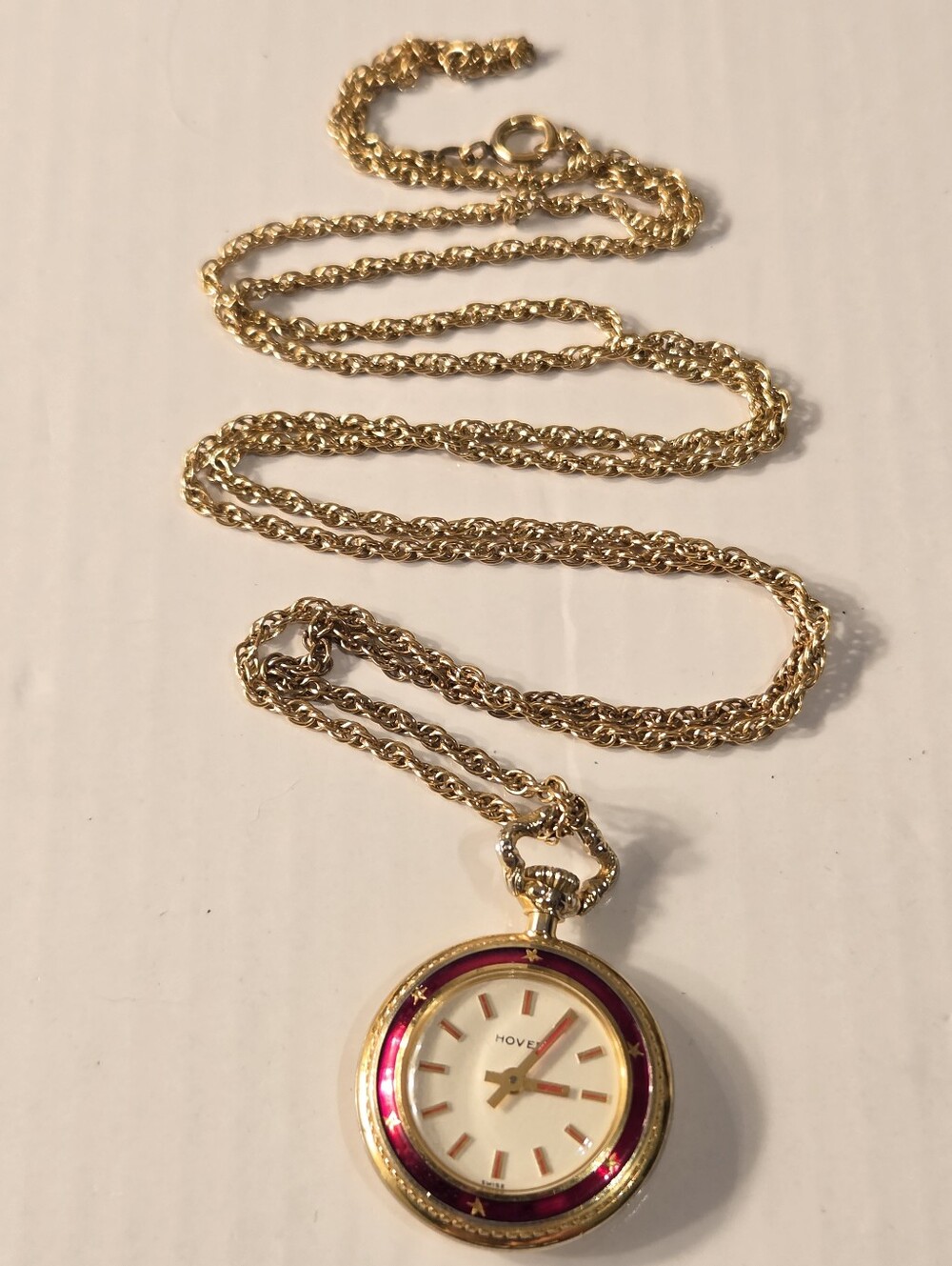 HOVER vintage Gold Plate Watch Americana Chain
